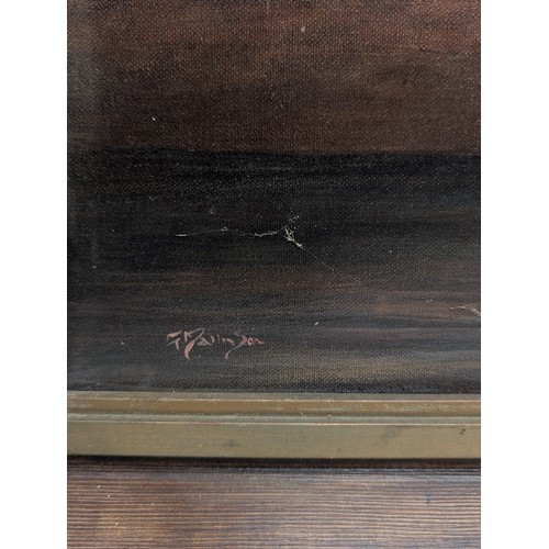 45 - Oil On Canvas, Seascape Scene - G Dallington? Nallington? 27x19
