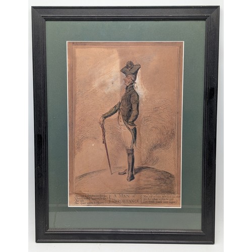 47 - James Gillray British 1757-1815 A Man Of Important Print, Toned 15.2x20