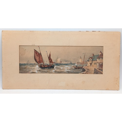 50 - Robert Thornton Wilding Fl 1910-1921 Ship Leaving Port Signed Lower Left 6x16