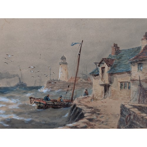 50 - Robert Thornton Wilding Fl 1910-1921 Ship Leaving Port Signed Lower Left 6x16