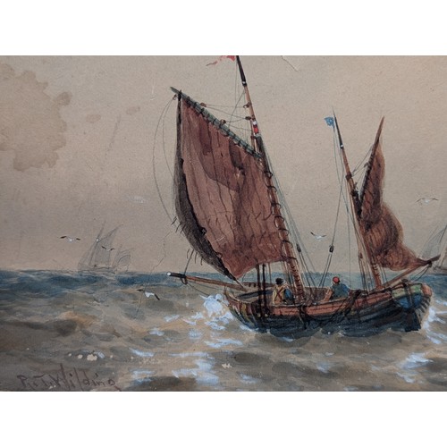 50 - Robert Thornton Wilding Fl 1910-1921 Ship Leaving Port Signed Lower Left 6x16