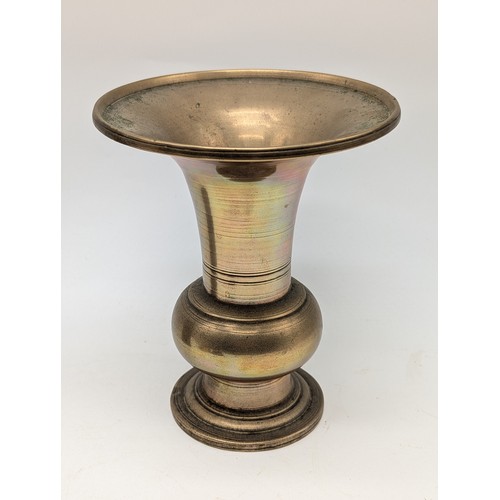 102 - Good Metalware Group Including; Antique Countertop Bell, Large Solid Brass Floral Stand, Reproductio... 