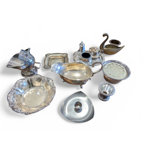 104 - Large Metalware Group; Mostly Silver Plate Including Mappin & Webb & Unity Plate Plus Brass Scuttle ... 