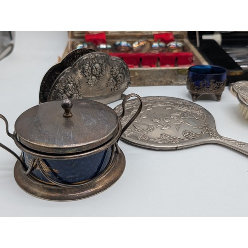 105 - Good Metalware Group, Mostly Plated Ware, Plus Brass Matchholder / Candle Holder Etc