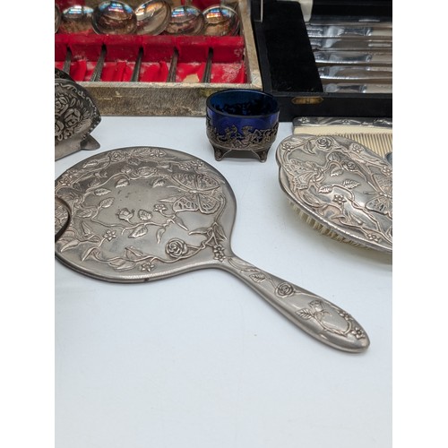 105 - Good Metalware Group, Mostly Plated Ware, Plus Brass Matchholder / Candle Holder Etc