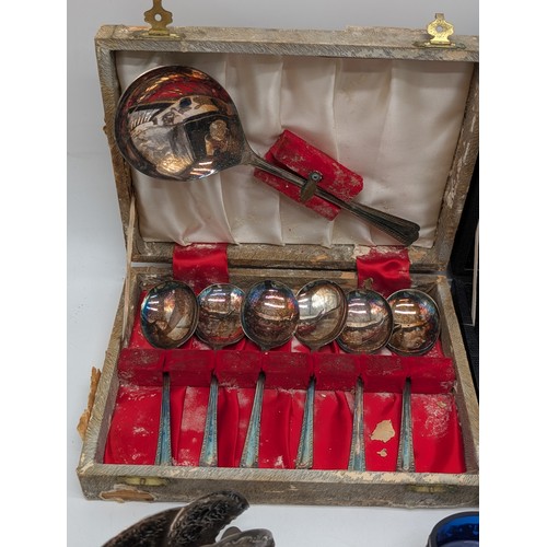 105 - Good Metalware Group, Mostly Plated Ware, Plus Brass Matchholder / Candle Holder Etc
