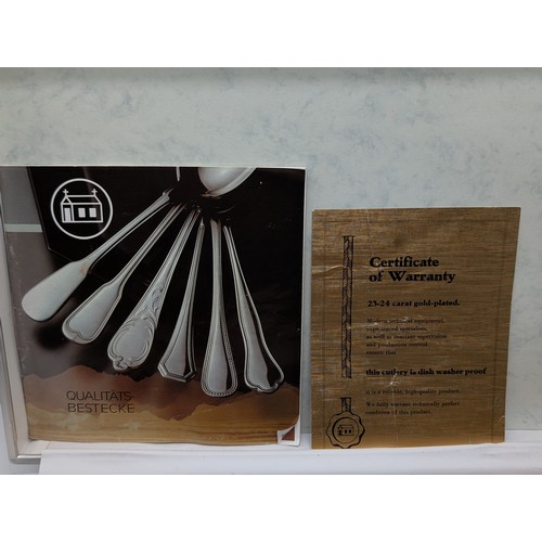 108 - Solingen Bestecke Gold Plated Cutlery Canteen, Unused and Complete With Carry Case
