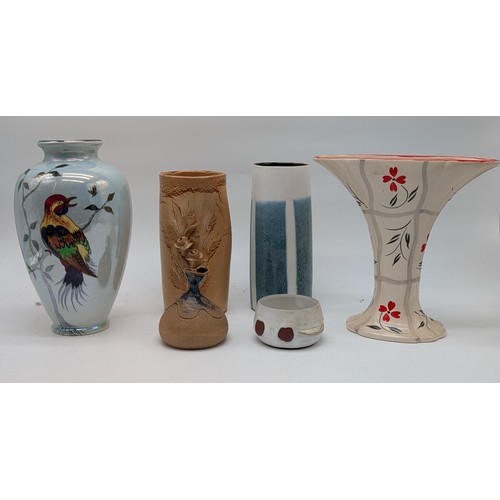 110 - Good Ceramics Group - Kensington Ware Floral Wide Neck Vase, Kilrush Mid Century Vase, Empireware Ba... 