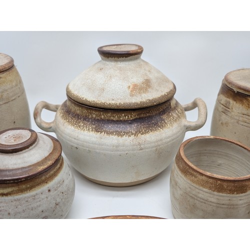 111 - Good Group Mid Century Studio Pottery Kitchen Ware, Barrels, Handled Dishes, Serving Platters Etc, A... 