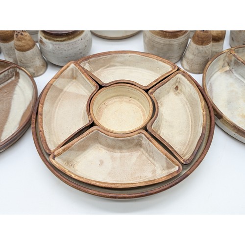 111 - Good Group Mid Century Studio Pottery Kitchen Ware, Barrels, Handled Dishes, Serving Platters Etc, A... 