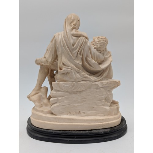 114 - Vintage Pieta A. Santini Mary Holding Jesus Statue 21cm