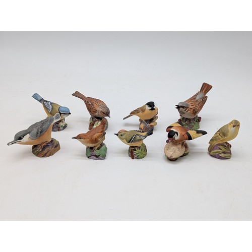 117 - Group (9) Small Royal Worcester Bird Ornaments - All Appear in Very Good Condition With No Damages