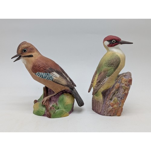 119 - Large Pair Royal Worcester Bird Ornaments in Excellent Condition; Jay 3248 & Woodpecker 3249