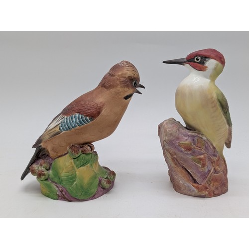 119 - Large Pair Royal Worcester Bird Ornaments in Excellent Condition; Jay 3248 & Woodpecker 3249