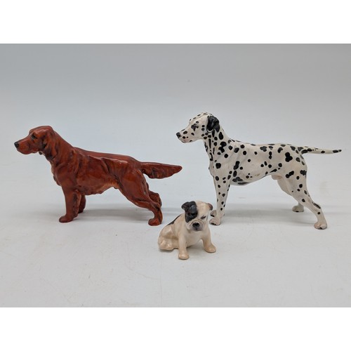 120 - Group (3) Royal Doulton Dog Figurines, All in Excellent Condition Including; Dalmatian HN114 & Irish... 