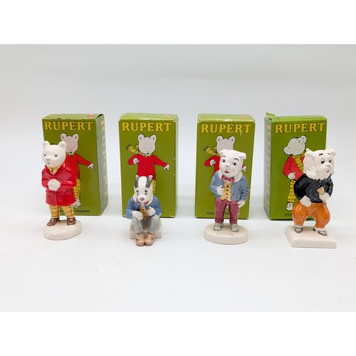 122 - Group (4) Boxed John Beswick Rupert Bear Figures in Excellent Condition