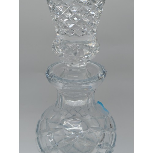 130 - Good Pair Bohemian Cut Glass Thistle Shaped Decanters, 13