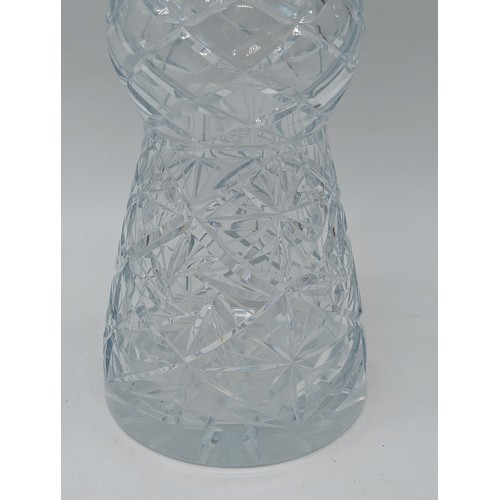 130 - Good Pair Bohemian Cut Glass Thistle Shaped Decanters, 13