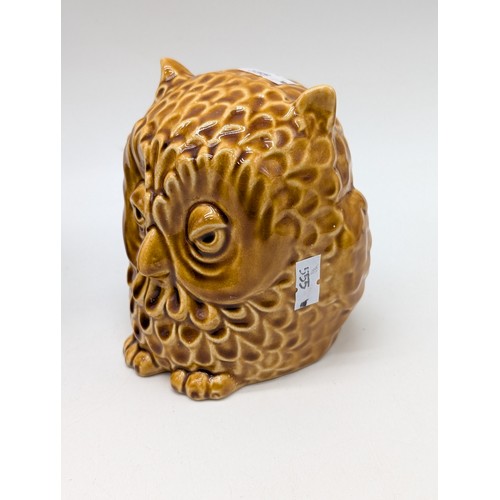133 - Vintage Sylvac Owl Money Box Plus Wellhouse Pottery Owl Design Plate & Large 10