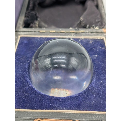 136 - Group; Containing Two Glass Paperweights. Isle of White Plus one Other, Plus Antique Glass Ball and ... 