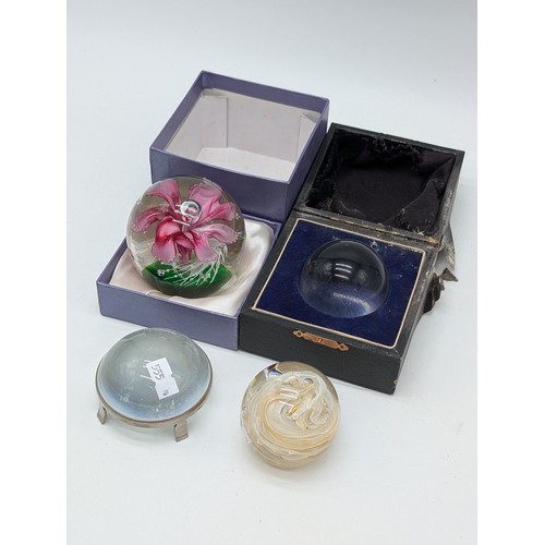 136 - Group; Containing Two Glass Paperweights. Isle of White Plus one Other, Plus Antique Glass Ball and ... 