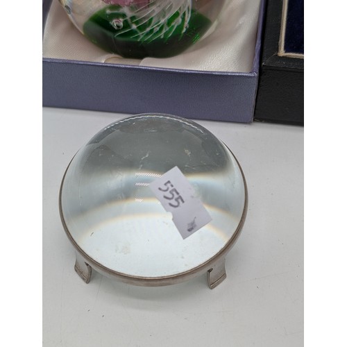 136 - Group; Containing Two Glass Paperweights. Isle of White Plus one Other, Plus Antique Glass Ball and ... 