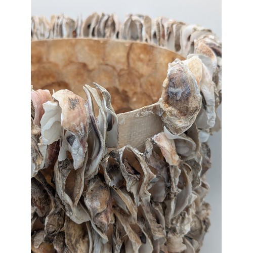 140 - Huge Oyster Shell Planter - Some Losses But All Losses Appear to Be There 17x13