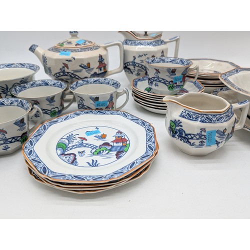 141 - 31 Pc DBC Westover Tea Set, Mostly In Good order Some Minor Chips To a Few Pieces