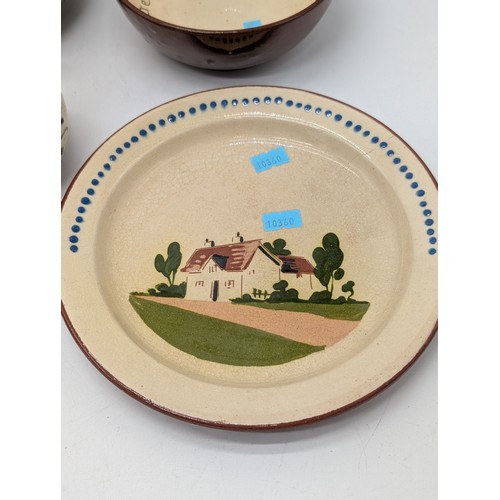 142 - Local Pottery, Torquay Ware, Watcombe Etc Mottoware, Comprising of 8 Pcs, Two Plates Have Hairlines.... 