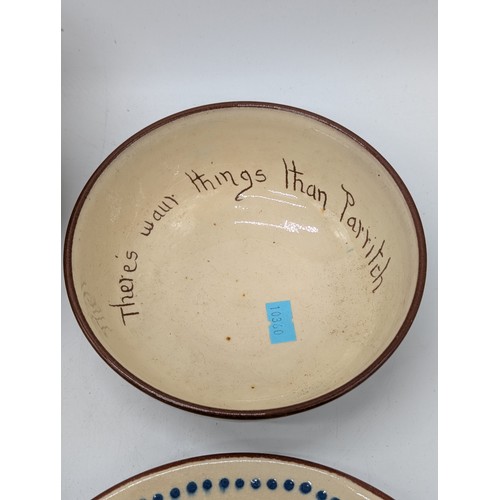 142 - Local Pottery, Torquay Ware, Watcombe Etc Mottoware, Comprising of 8 Pcs, Two Plates Have Hairlines.... 