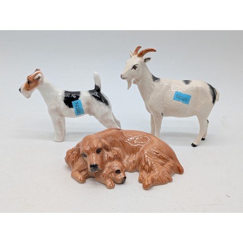 143 - Trio of Immaculate Royal Doulton Figures To Include; HN1014 Rough Haired Terrier, Pot Bellied Goat P... 