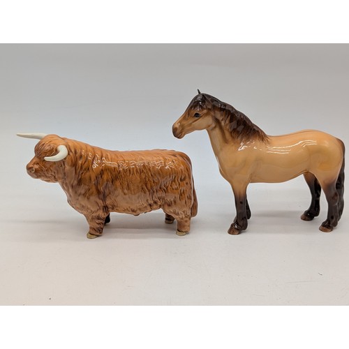146 - Excellent Beswick Pair; Damage Free To Include; Dunn Highland Pony & Highland Bull Both In Excellent... 