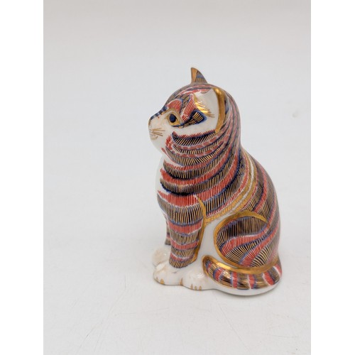 152 - Crown Derby Cat Paperweight Along With A Good Condition Royal Dux Fox
