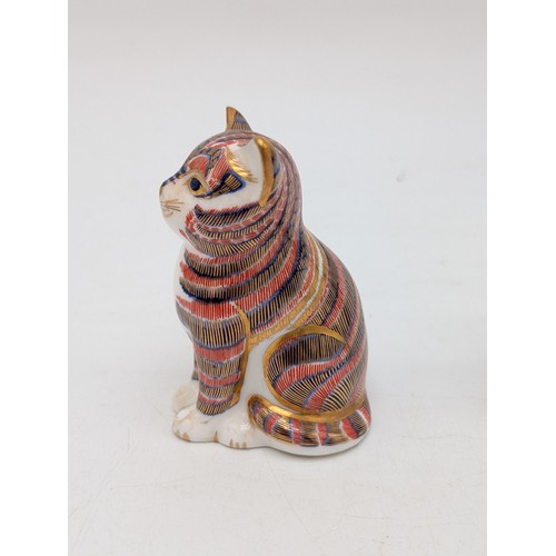 152 - Crown Derby Cat Paperweight Along With A Good Condition Royal Dux Fox