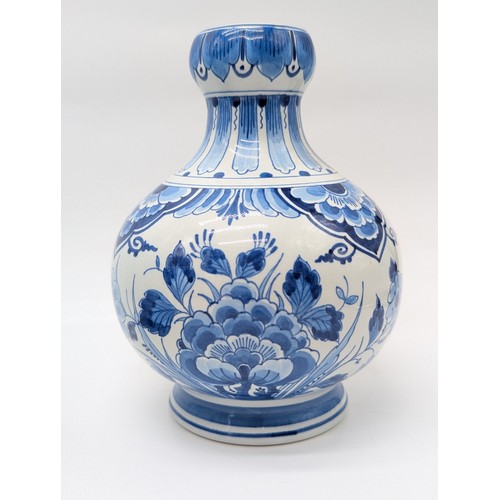 158 - Trio of Excellent Delft De Porceleyne Fles Vases / Jugs, Including Moon Flask and Two Others Largest... 