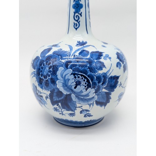 158 - Trio of Excellent Delft De Porceleyne Fles Vases / Jugs, Including Moon Flask and Two Others Largest... 