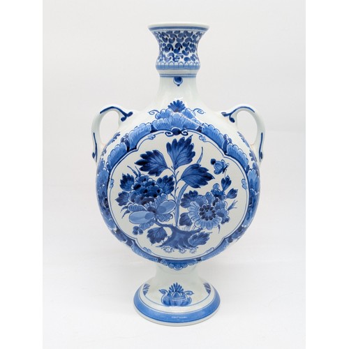 158 - Trio of Excellent Delft De Porceleyne Fles Vases / Jugs, Including Moon Flask and Two Others Largest... 