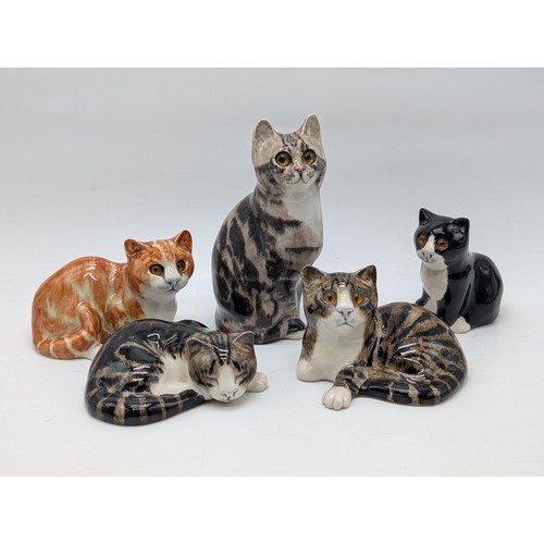 159 - Group (5) Mike Hinton Winstanley Cats, Medium Size and Excellent Condition