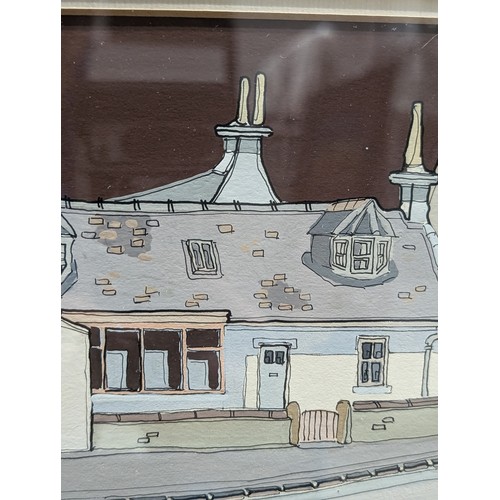 51A - Large Alastair Buchanan Scottish Original Mixed Media / Gouache Artwork - Entitled Buckie 96x40cm Fr... 