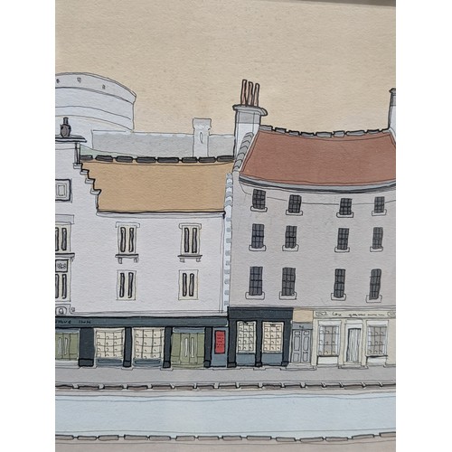 51B - Large Alastair Buchanan Scottish Original Mixed Media / Gouache Artwork - Entitled Grass Market Edin... 