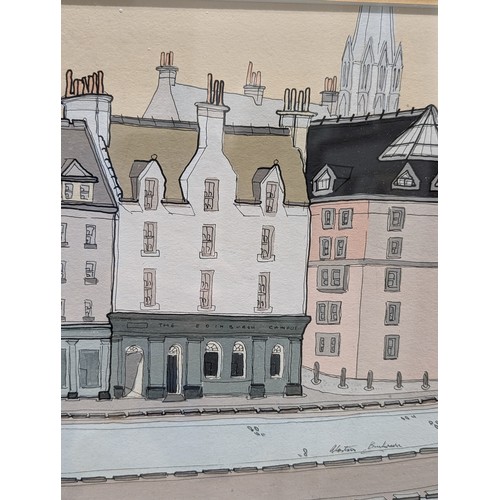 51B - Large Alastair Buchanan Scottish Original Mixed Media / Gouache Artwork - Entitled Grass Market Edin... 