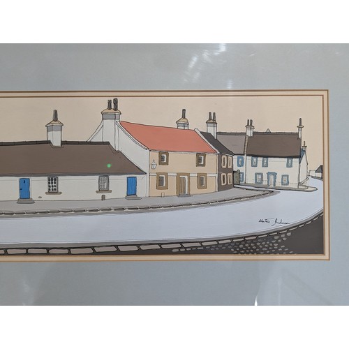 51C - Large Alastair Buchanan Scottish Original Mixed Media / Gouache Artwork - Entitled Inveresk 96x40cm ... 