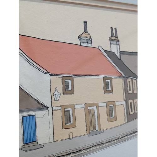51C - Large Alastair Buchanan Scottish Original Mixed Media / Gouache Artwork - Entitled Inveresk 96x40cm ... 