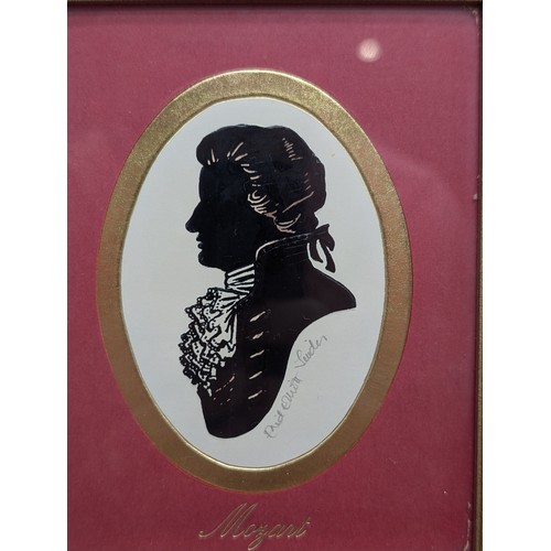 51 - Group (5) Framed 20th Century Silhouettes Marked Enid Elliott Linder