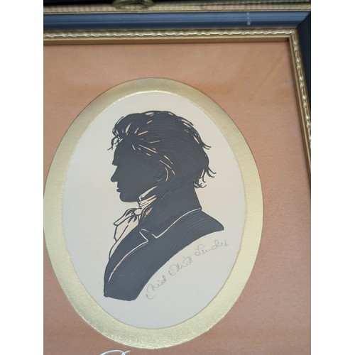 51 - Group (5) Framed 20th Century Silhouettes Marked Enid Elliott Linder