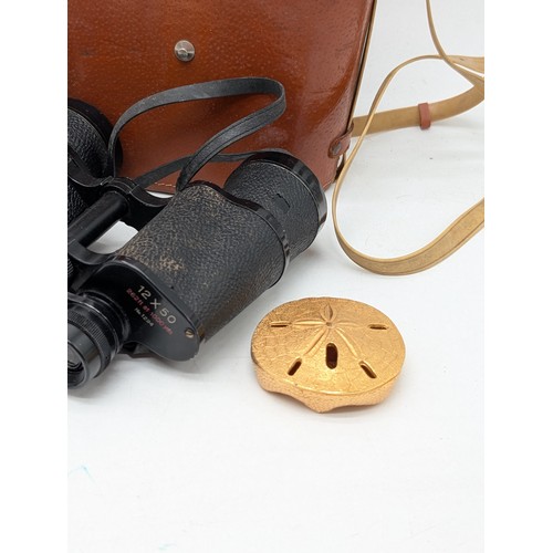 62 - Halina Vintage Film Camera Plus King 12x50 Binoculars, Vintage Tape Measure Etc