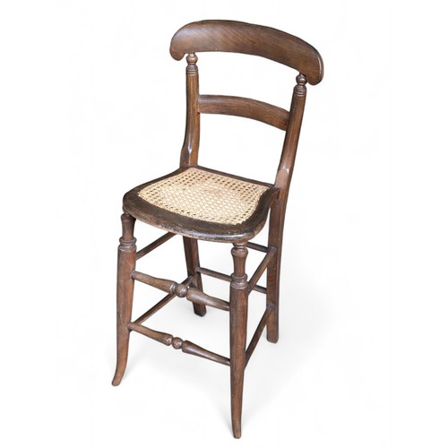 26G - Victorian Children's Correctional Chair, Beechwood Construction With Wicker Seat Deportment Chair / ... 
