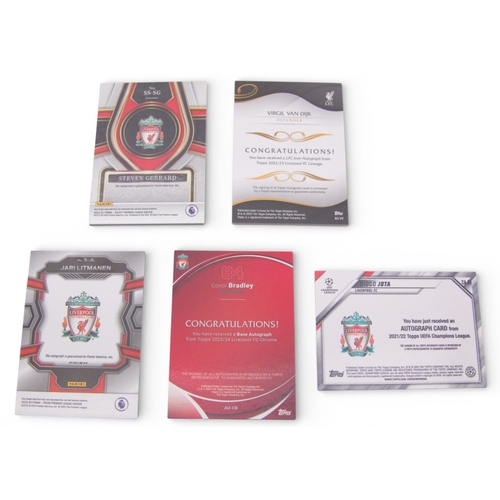 Liverpool FC – Five modern football trading cards, each featuring a ...