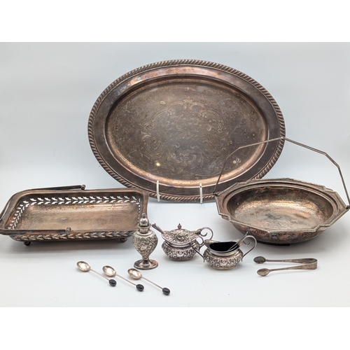 134 - Mixed Silver-Plated Wares with Coffee Bean Spoons  A mixed group of silver-plated items, including a... 