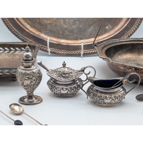 134 - Mixed Silver-Plated Wares with Coffee Bean Spoons  A mixed group of silver-plated items, including a... 